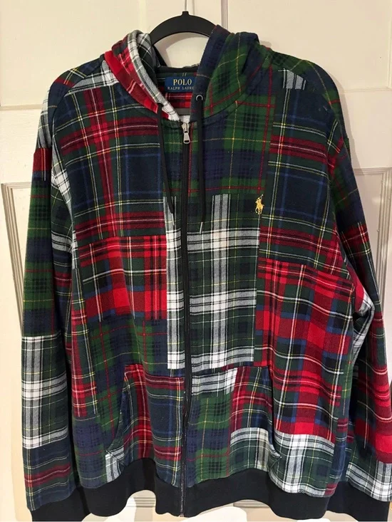 Polo by Ralph Lauren Red Green Blue Plaid Zip Hoodie