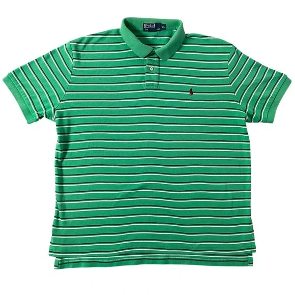 Polo Ralph Lauren Polo‎ Mens XL Green Stripes Shirt Elevated Basic Preppy Pony