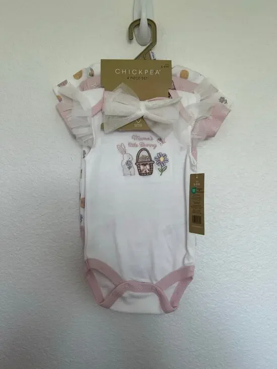 Chickpea Mama's Little Bunny Set of 3 Onesies - 6/9