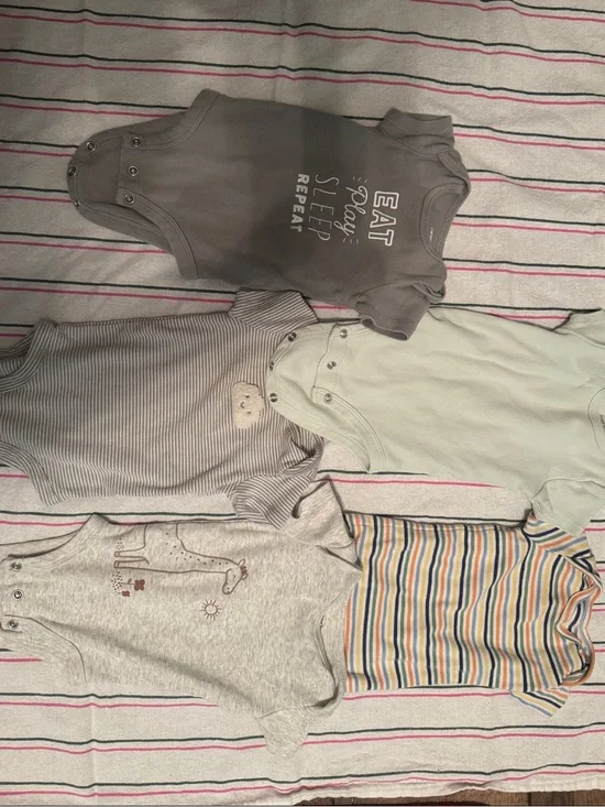 Carter's Baby One-Piece Bodysuit Set - Gray, Light Green, Cream, Multi-Stripe