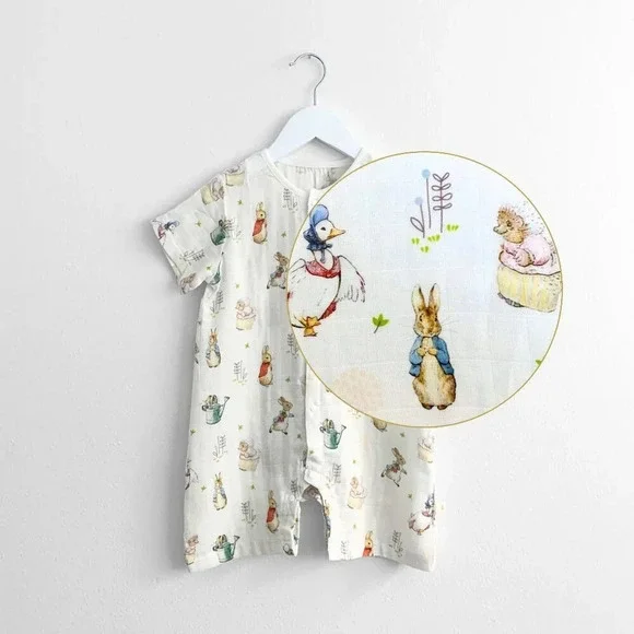 NWT Adorable Peter Rabbit & Friends Sleep N' Play One-Piece Romper Shorts 3-6M