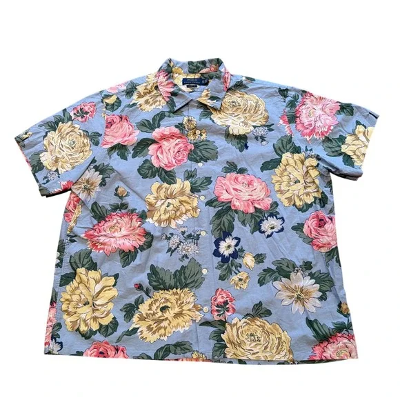 Polo Ralph Lauren Mens XXL Classic Fit Floral Cotton Short Sleeve Button shirt