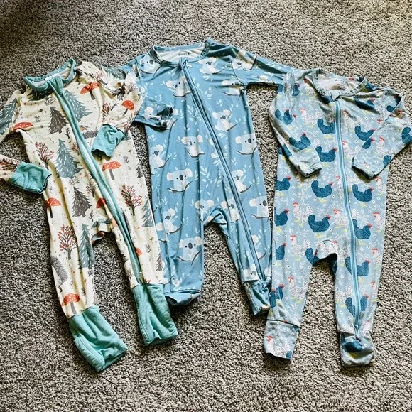 6-9M Bamboo Sleeper Bundle Blue Green Mushroom Koala Chicken Kids