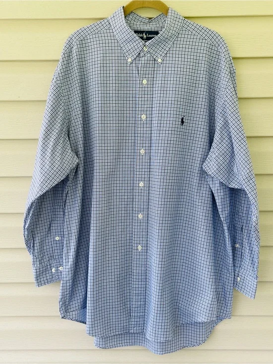 Polo Ralph Lauren Yarmouth Blue, Black & White Check Shirt Size 17 32/33