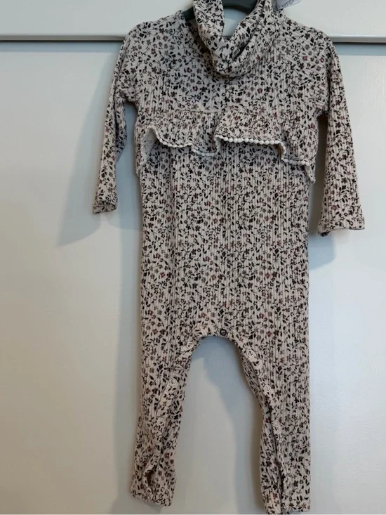 Toddler Floral Ruffle‎ One-Piece Romper - Cream