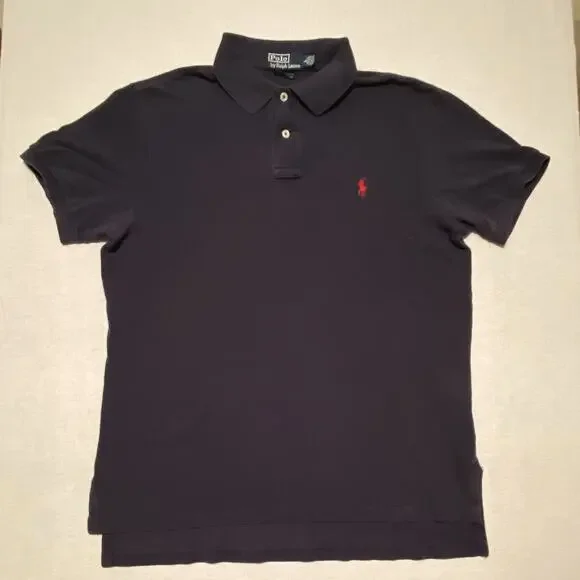 Polo Ralph Lauren black Solid Knit Custom Fit Polo Shirt Men’s L Short Sleeve
