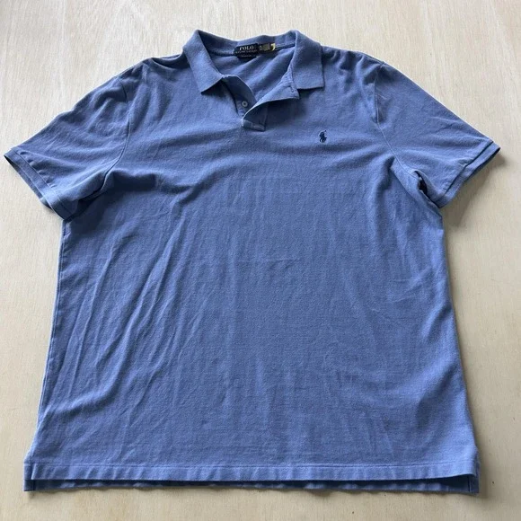 Polo Ralph Lauren Classic Fit Polo Shirt Mens 2XL Blue Pique Cotton Logo Casual