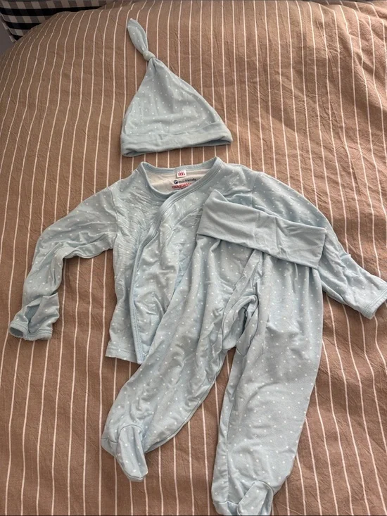 Magnetic Me Light Blue with White Dot Baby Pajama Set