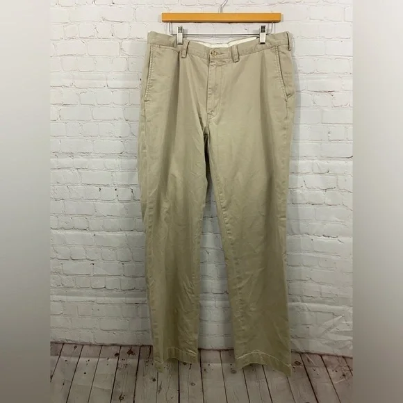 Polo Ralph Lauren Flat Front Light Khaki Mens Size 36x34 Classic Fit Chino Pants