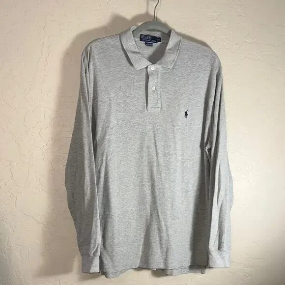 Polo Ralph Lauren classic long sleeve polo in gray size XL.