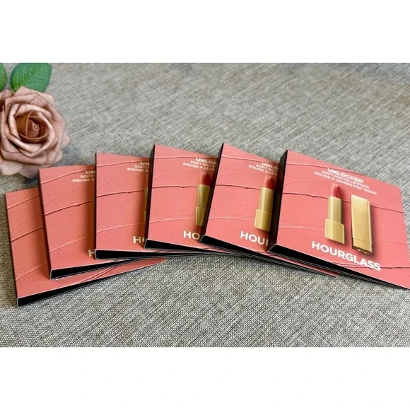 6 Hourglass Unlocked Soft Matte Lipstick Sample Cards New 24 Total Shade Samples