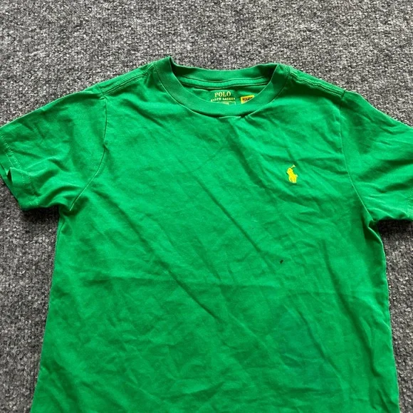 Polo T-Shirt Boys Size 5 Green Cotton Short Sleeve Pony Logo Casual Crewneck