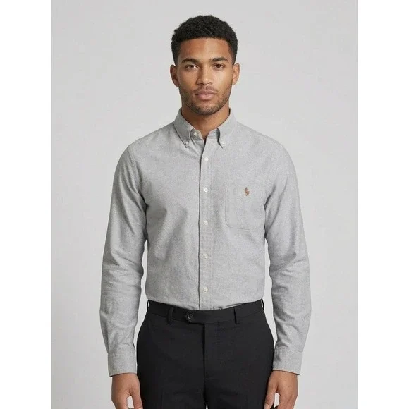 Polo Ralph Lauren Gray Oxford Button Down Shirt Classic Fit Cotton 2XLT Tall