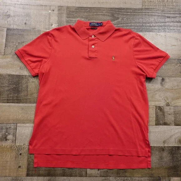 Polo Ralph Lauren Polo Shirt Men’s Large Red Pima‎ Soft Touch Cotton Classic