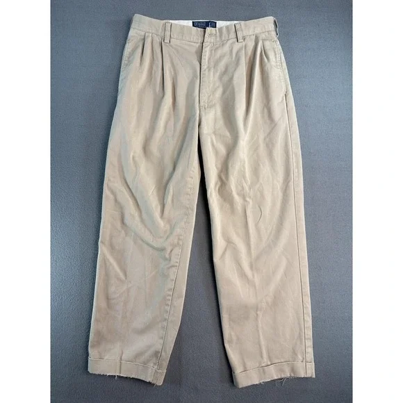 Polo Ralph Lauren Hammond Pants Mens 34x30 Beige Classic Fit Pleated Chino