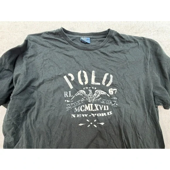 Vintage Polo Rlaph Lauren RL 67 MCMXVII New York Shirt Size XL Black