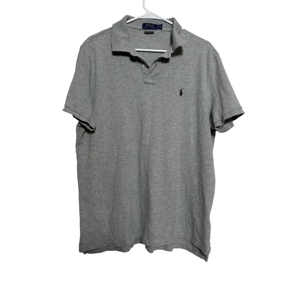 Polo Ralph Lauren Mens XL Custom Slim Fit Short Sleeve Polo Shirt Gray Preppy
