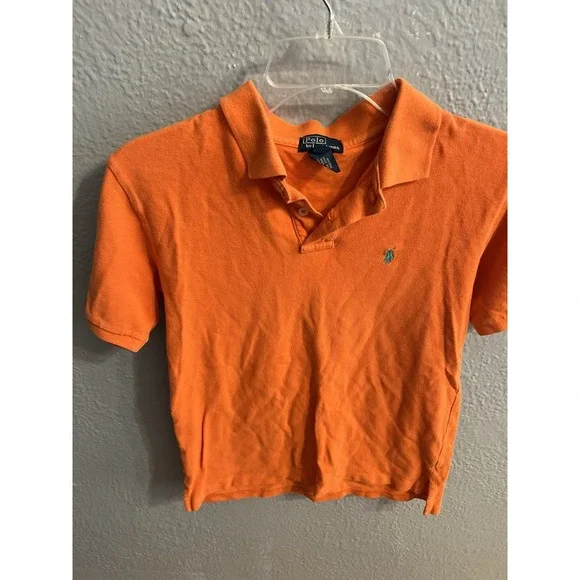 Polo Ralph Lauren Boys‎ Shirt Orange Short Sleeve Vtg Medium 12/14