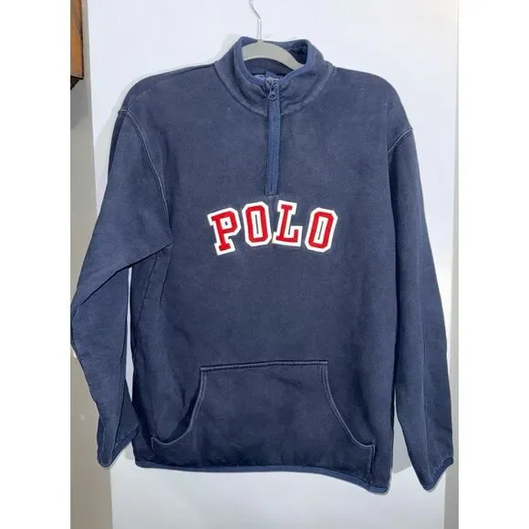 Polo Ralph Lauren 1/4 zip pullover high neck red and white logo sweatshirt large