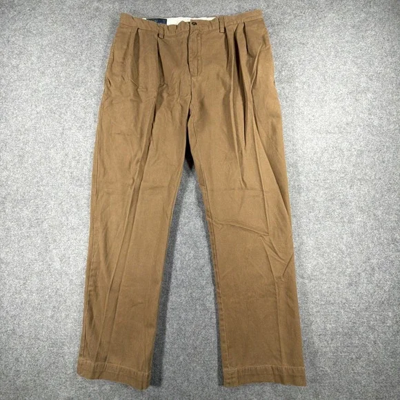 Vintage Polo Ralph Lauren Chino Pants Men's 36x32 Brown Ethan Pleated