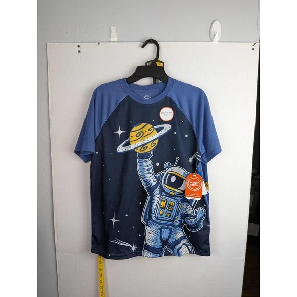 Wonder Nation Boys Space Astronaut Glow in the Dark Pajama Set  L 10-12 Husky