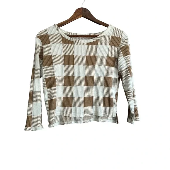 Wonder Nation Kids Girls Buffalo Plaid Long Sleeve Cozy Top Size‎ M 7-8