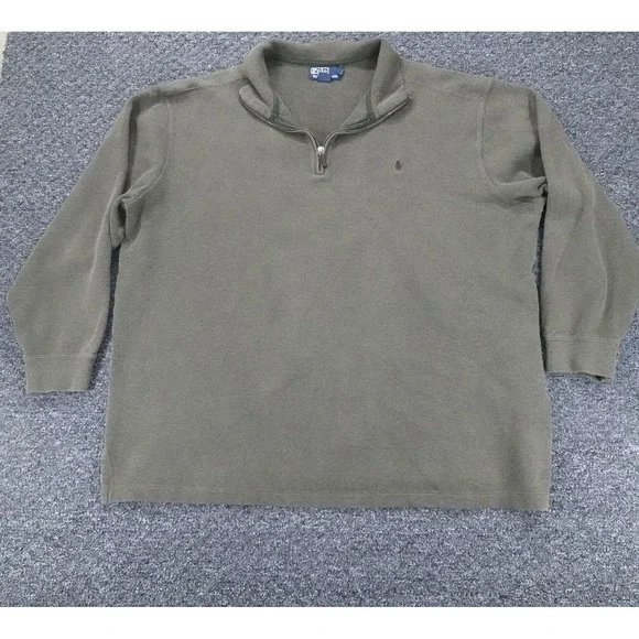 Polo Ralph Lauren Sweater Mens 3XLT Green Quarter Zip‎ Preppy Pony Pullover