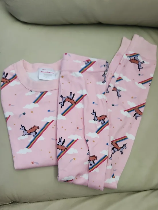 NWOT Hanna Andersson Pink Unicorn Rainbow Pajama Set Size 6-7
