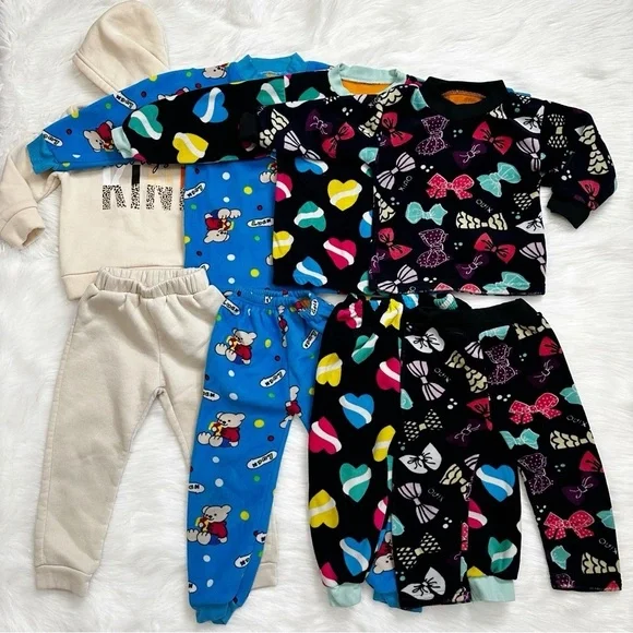 Girls Toddler Size 3T BUNDLE (8) Winter Fleece Pajama Sets