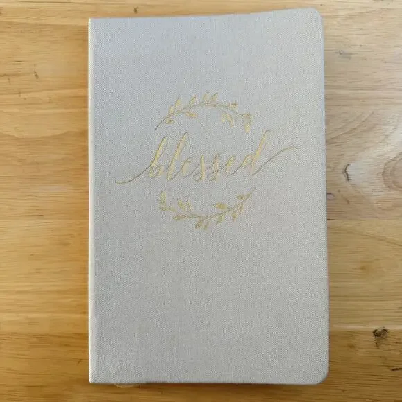 Eccolo Blessed Christian Journal Notebook Bible Verse Cream Cloth Embossed Cover