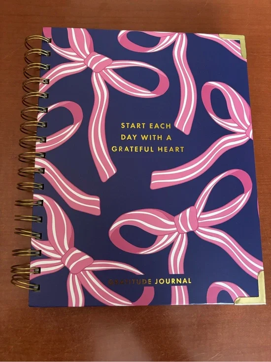 Gratitude Journal — Navy Cover with Pink Bows