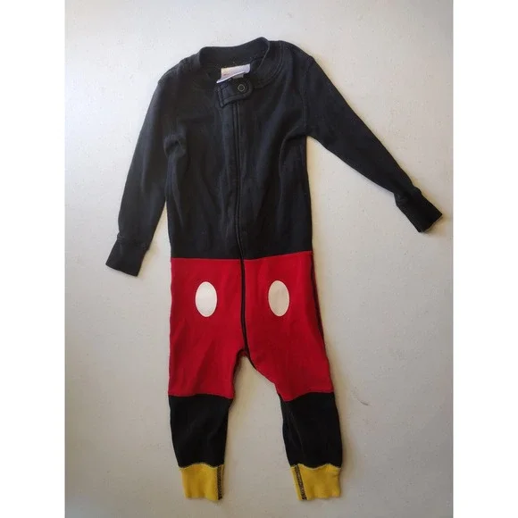 Hanna‎ Andersson Disney Mickey Mouse Organic Cotton Zip Sleeper Pajamas 18-24M