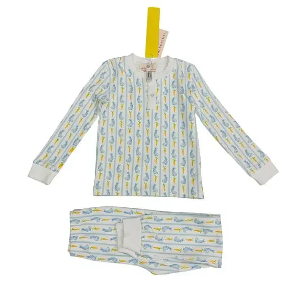 NWT Smockingbird Size 5 Blue Bunny Knit PJs