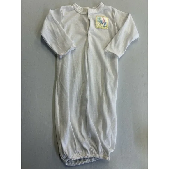 Vintage 80s/90s Fisher-Price Baby Newborn Sleep Gown Made in USA Elastic Bottom