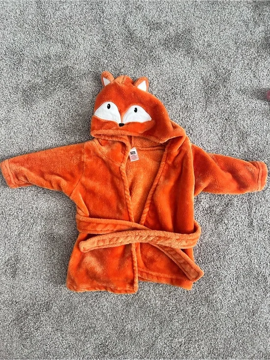 Hudson Baby Orange Fox Hooded Robe with Belt