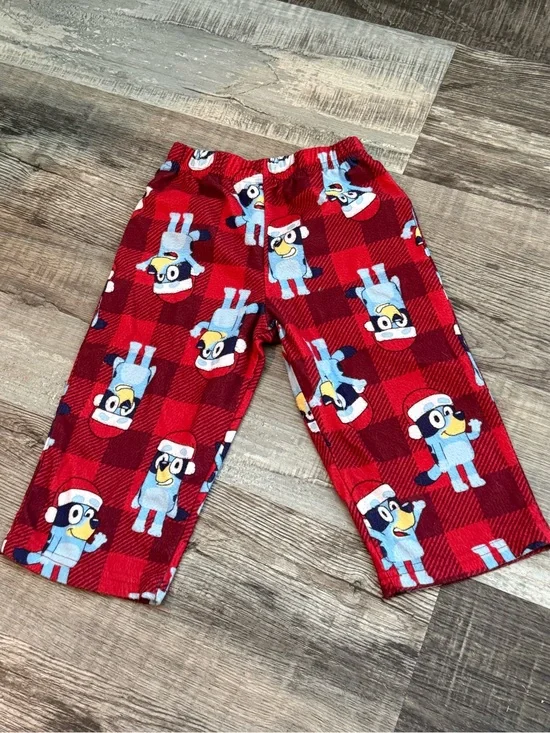 Kids Red Plaid Penguin Fleece Pajama Pants
