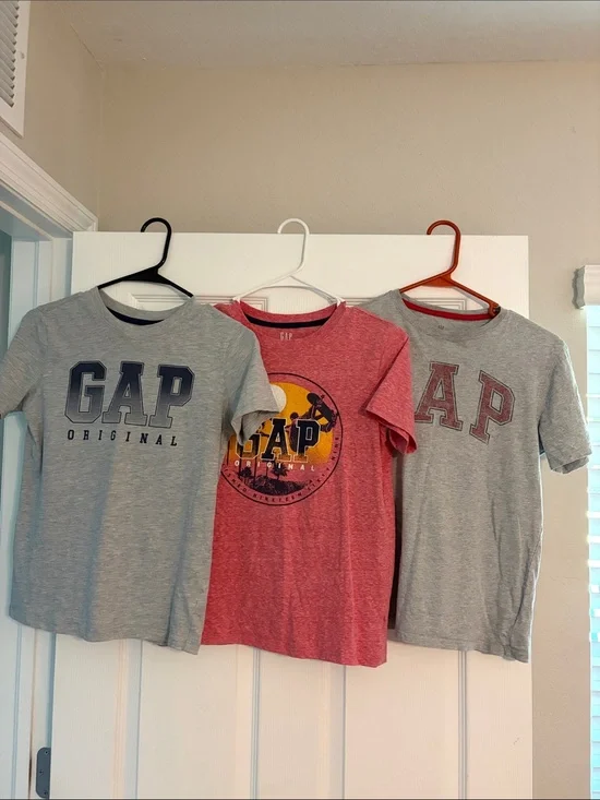GAP Kids Short Sleeve Logo Tees - Gray & Red Mix
