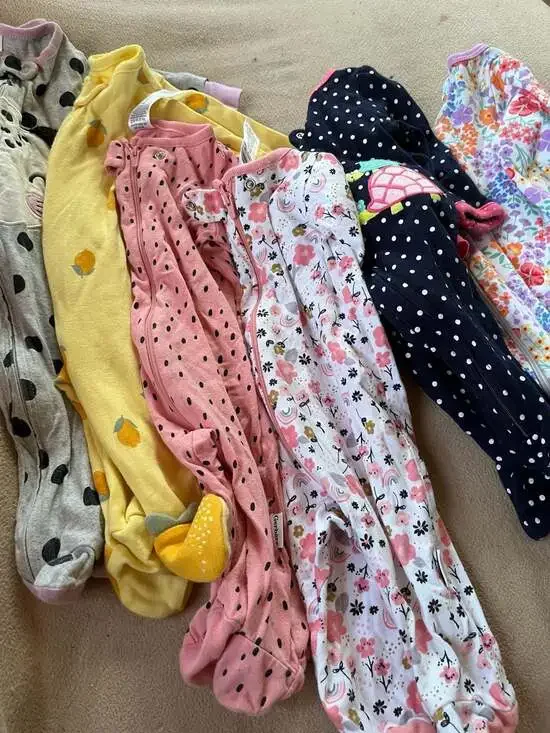 Baby Girl Zip-Front Sleep and Play Pajamas (Lot of 7)