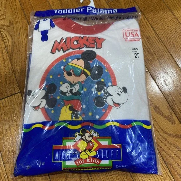Vtg NOS Lullaby Land‎ Pajamas 2 Piece Mickey Sz 2 Toddler