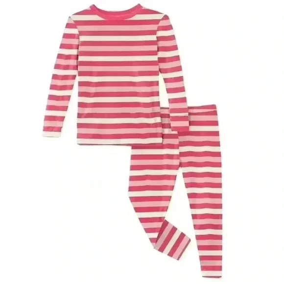 Kickee 2 Piece Stripped Girl Pajamas 2T