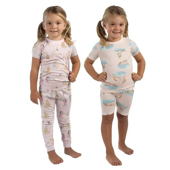 Burts Bees Kids 3T 4-Piece Pajama Set 100% Organic Cotton Pink Tea Party Unicorn
