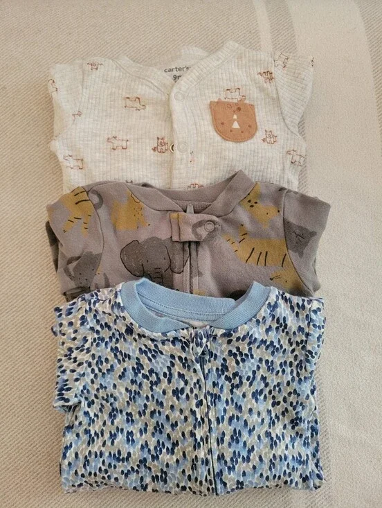 Set Of 3 Pajamas Footed Sleepers Size 6-9 Months