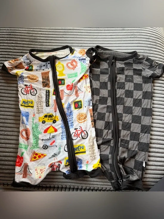 Little Sleepies Shorty Zippy Bundle Of 2 6-12 Mo Unisex checkered New York