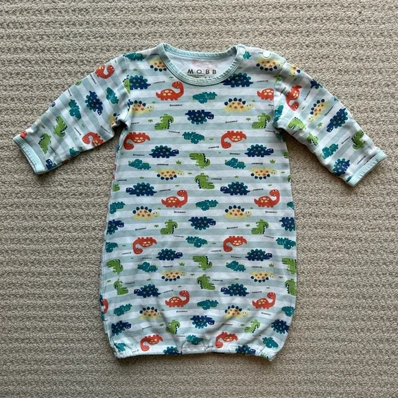 MQBB Dinosaur Striped Organic Cotton Long Sleeve 6-12M Sleep Gown