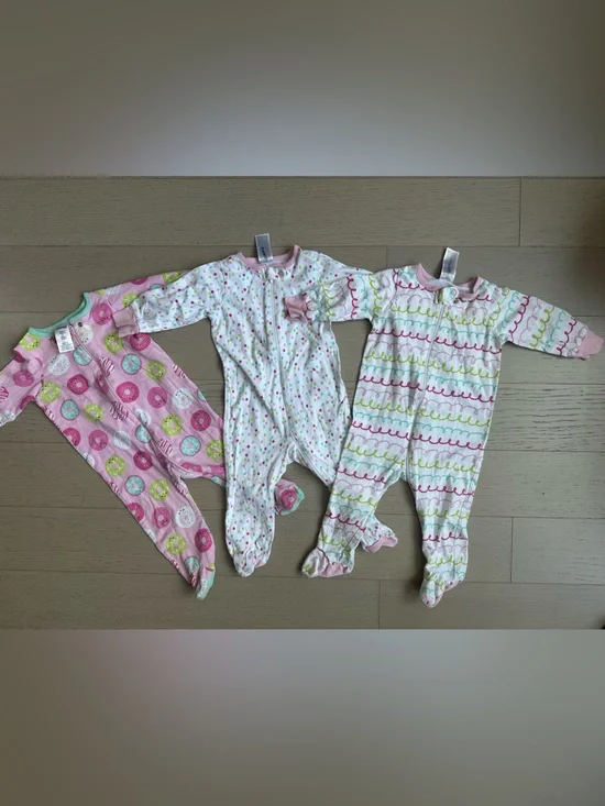 3-Pack Baby Footed Pajamas - Pink & Pastel Prints
