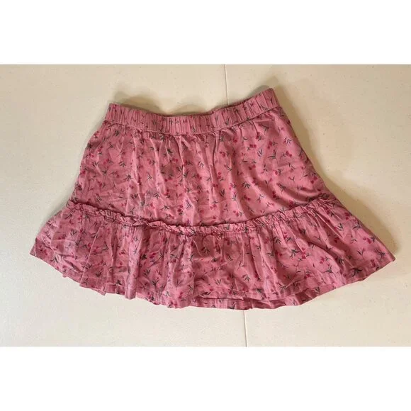 GAP Kids Girls Pink Floral Skort Size XL Tiered Ruffles Lightweight‎ Cottagecore