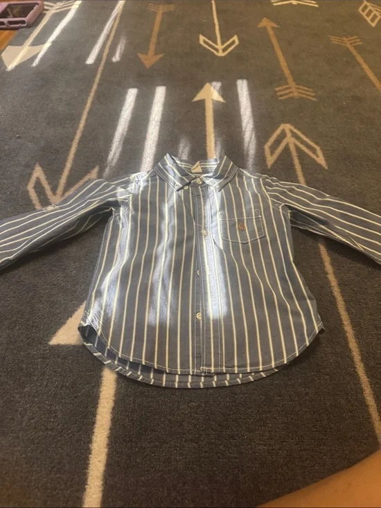 GAP Blue and White Vertical Stripe Button-Down Shirt