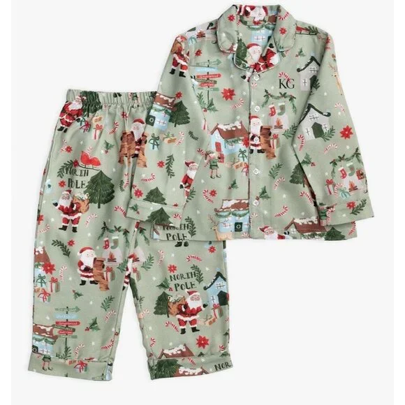 POTTERY BARN KIDS‎ Candy Cane Village Flannel Pajama Set Kids Size 6 NEW Holiday
