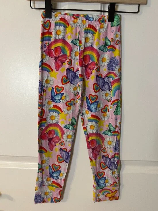 Posh Peanut Bamboo Rainbow Butterfly Daisy Pajama Pants Girls 7Y