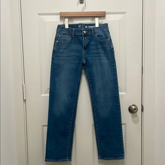 Gap Kids Relaxed Straight-Fit Jeans, Medium Dark Indigo Blue, Size 14, New